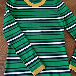 Escada Green and Navy Striped Long Sleeve Top